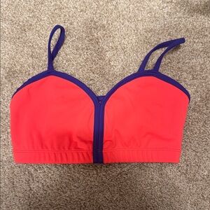 Five Dancewear Coral Pink Sports Top with Purple Trim